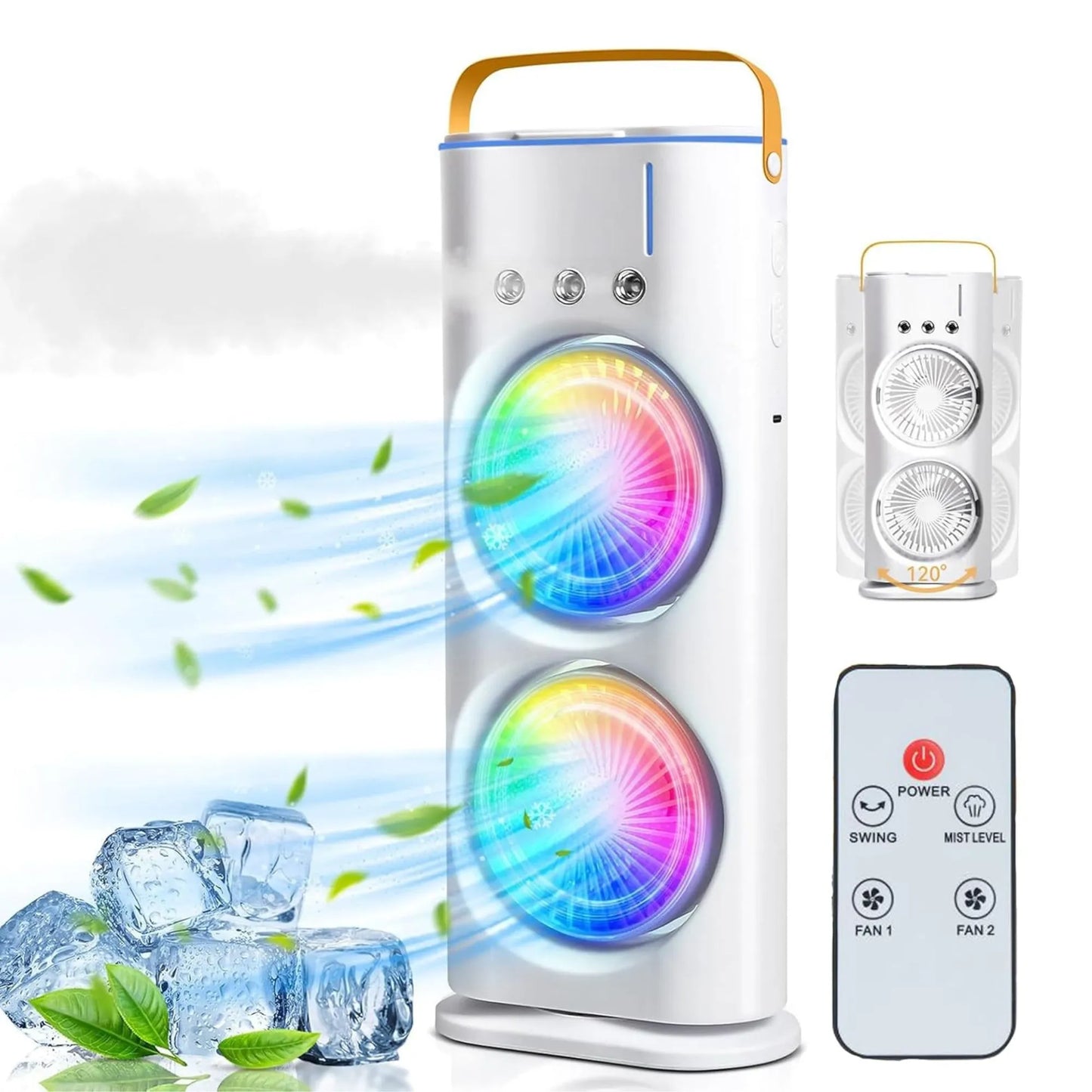 ChillMax™ Dual Air Blaster with RGB Aura – Stay Cool Anywhere!