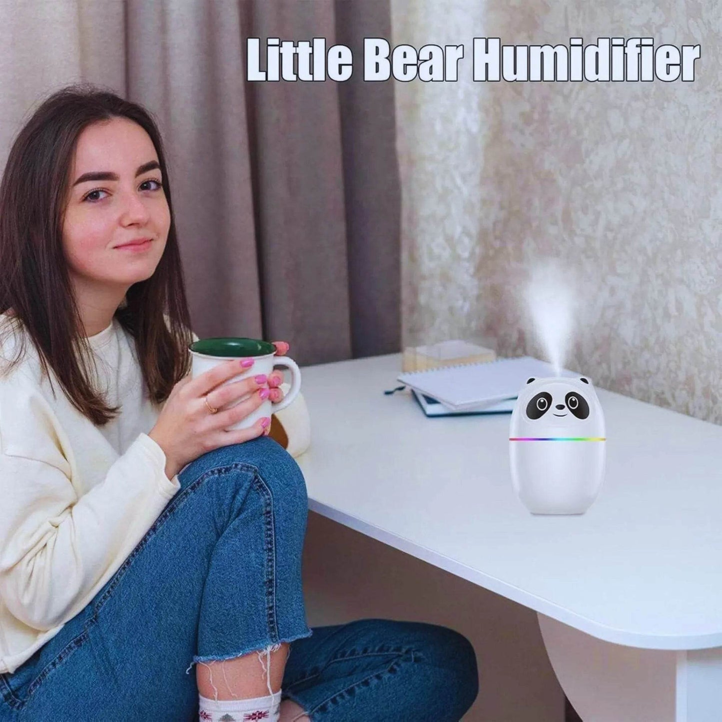 Mini Cute Panda Cool Mist Humidifier – Ultra-Quiet Air Moisturizer for Better Sleep - SwipMall