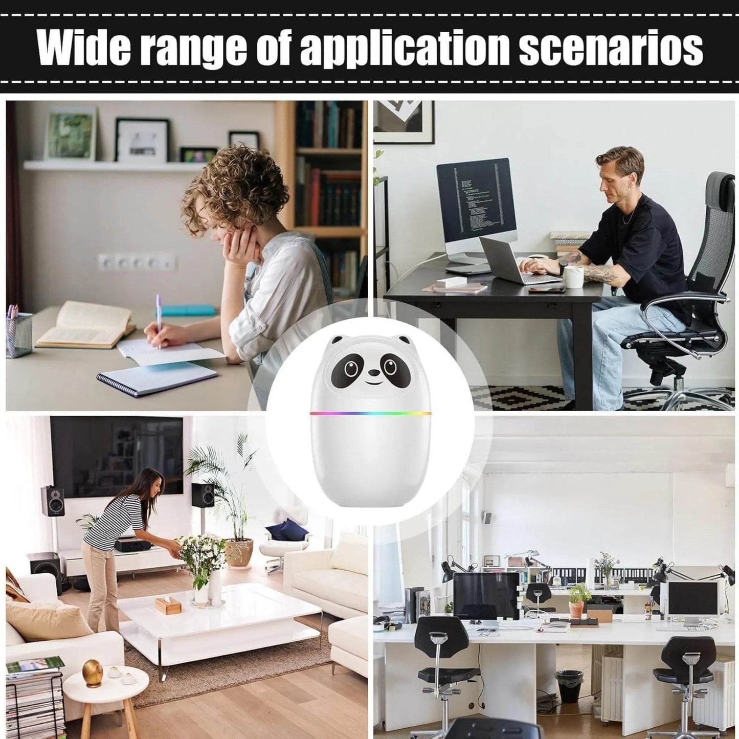 Mini Cute Panda Cool Mist Humidifier – Ultra-Quiet Air Moisturizer for Better Sleep - SwipMall