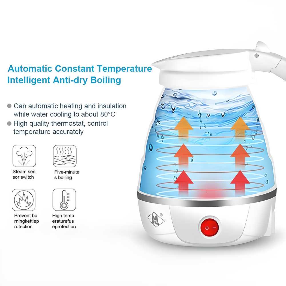 Electric Kettle - Silicone Foldable Electric Water Kettle ( 600 ml )