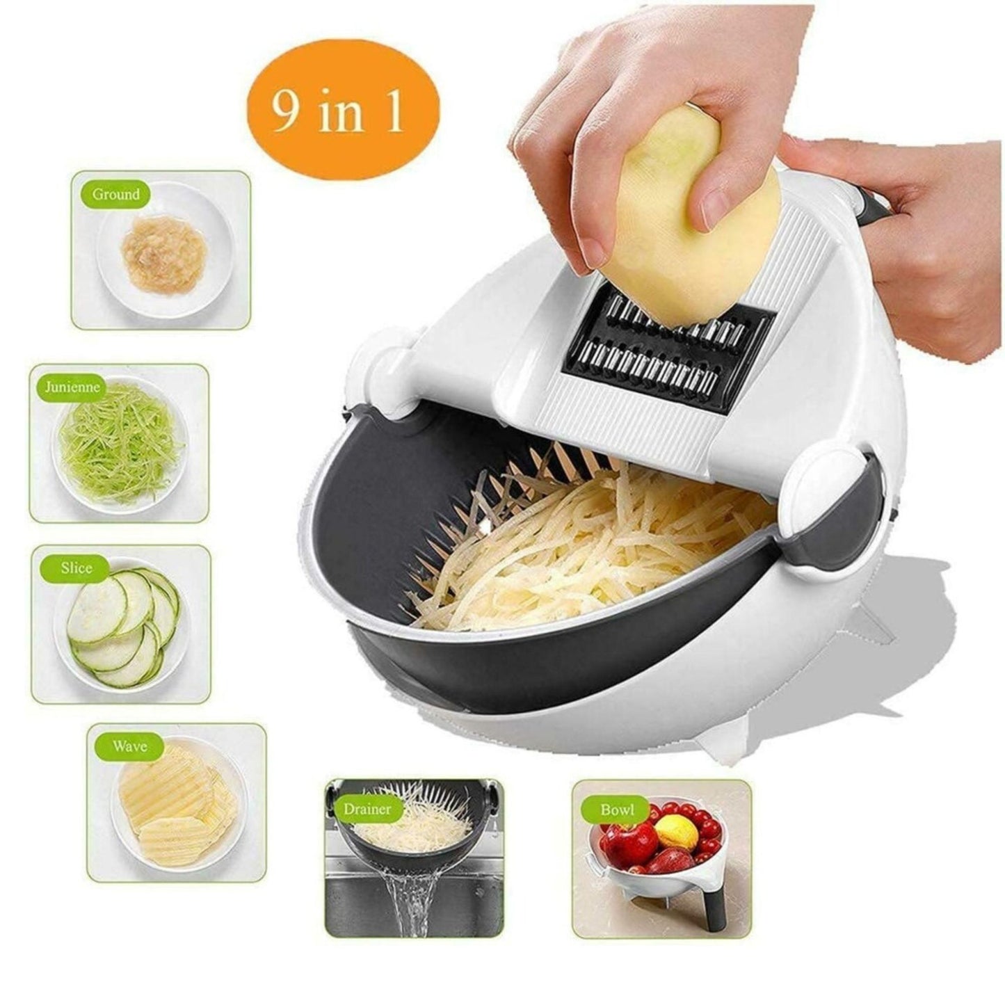 7-in-1 Multifunctional Vegetable Cutter & Grater Set | With Peeler & Drain Basket