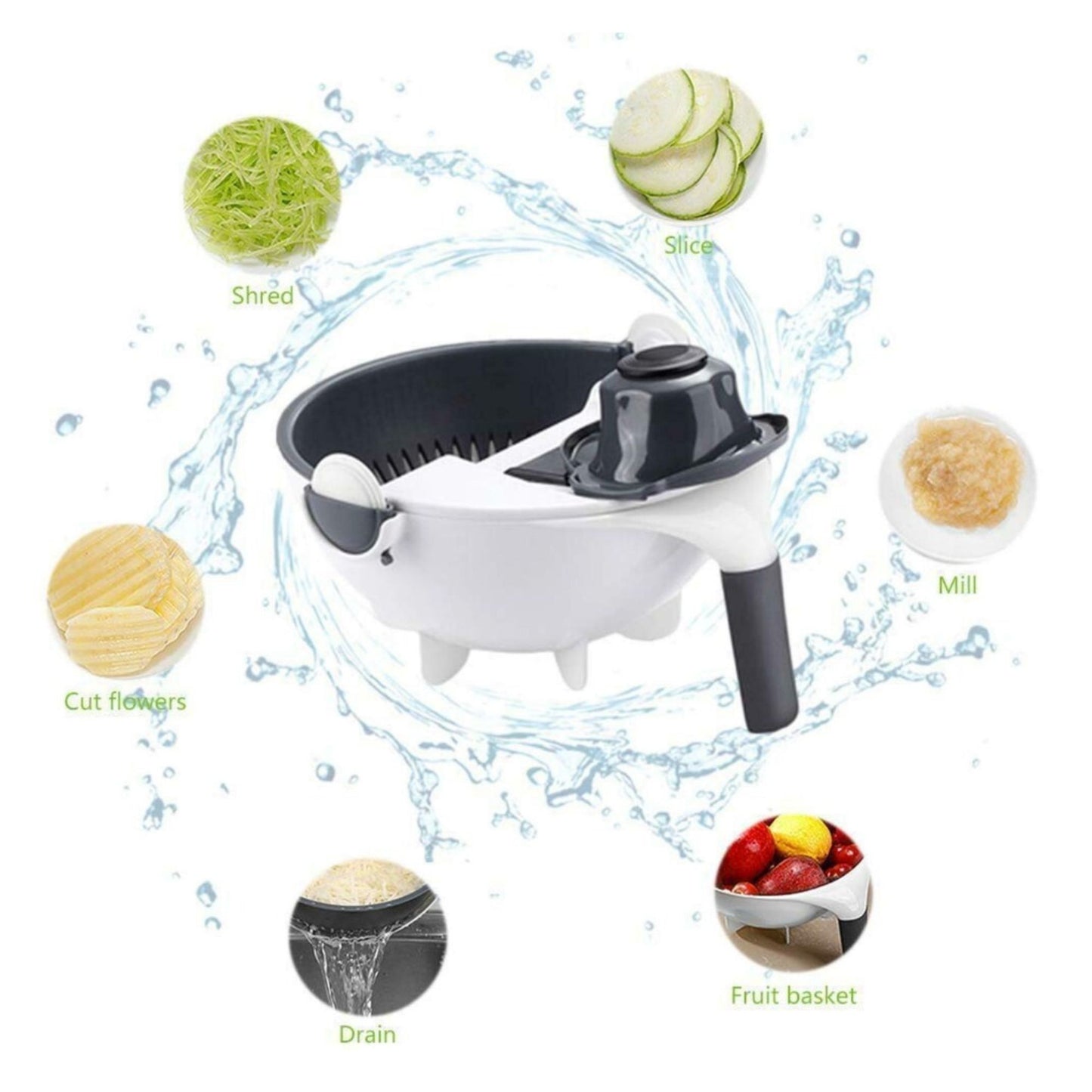 7-in-1 Multifunctional Vegetable Cutter & Grater Set | With Peeler & Drain Basket