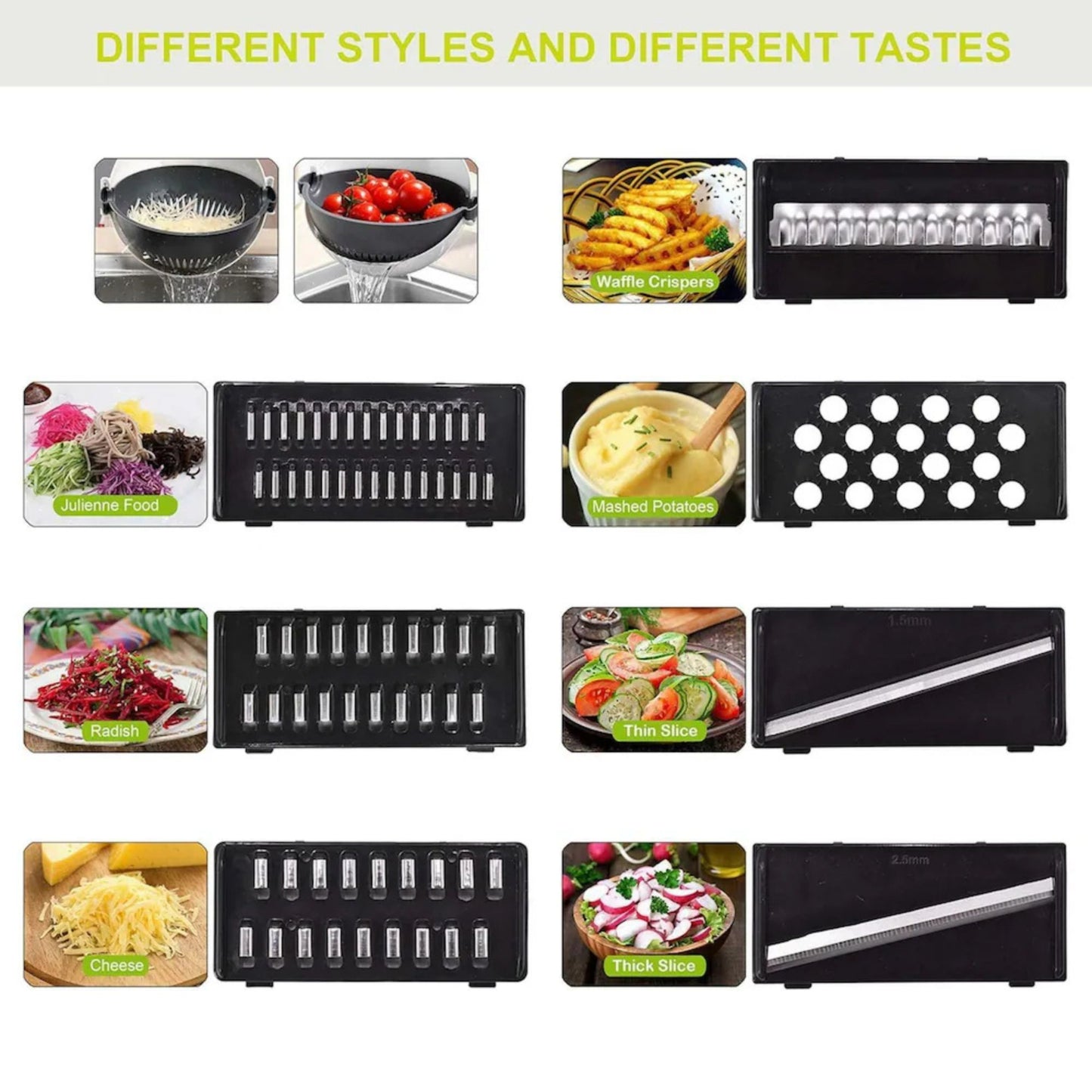 7-in-1 Multifunctional Vegetable Cutter & Grater Set | With Peeler & Drain Basket