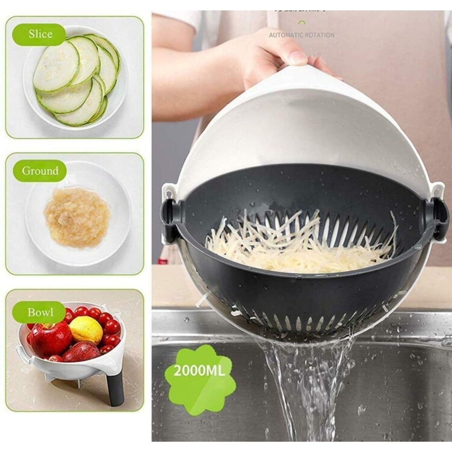 7-in-1 Multifunctional Vegetable Cutter & Grater Set | With Peeler & Drain Basket