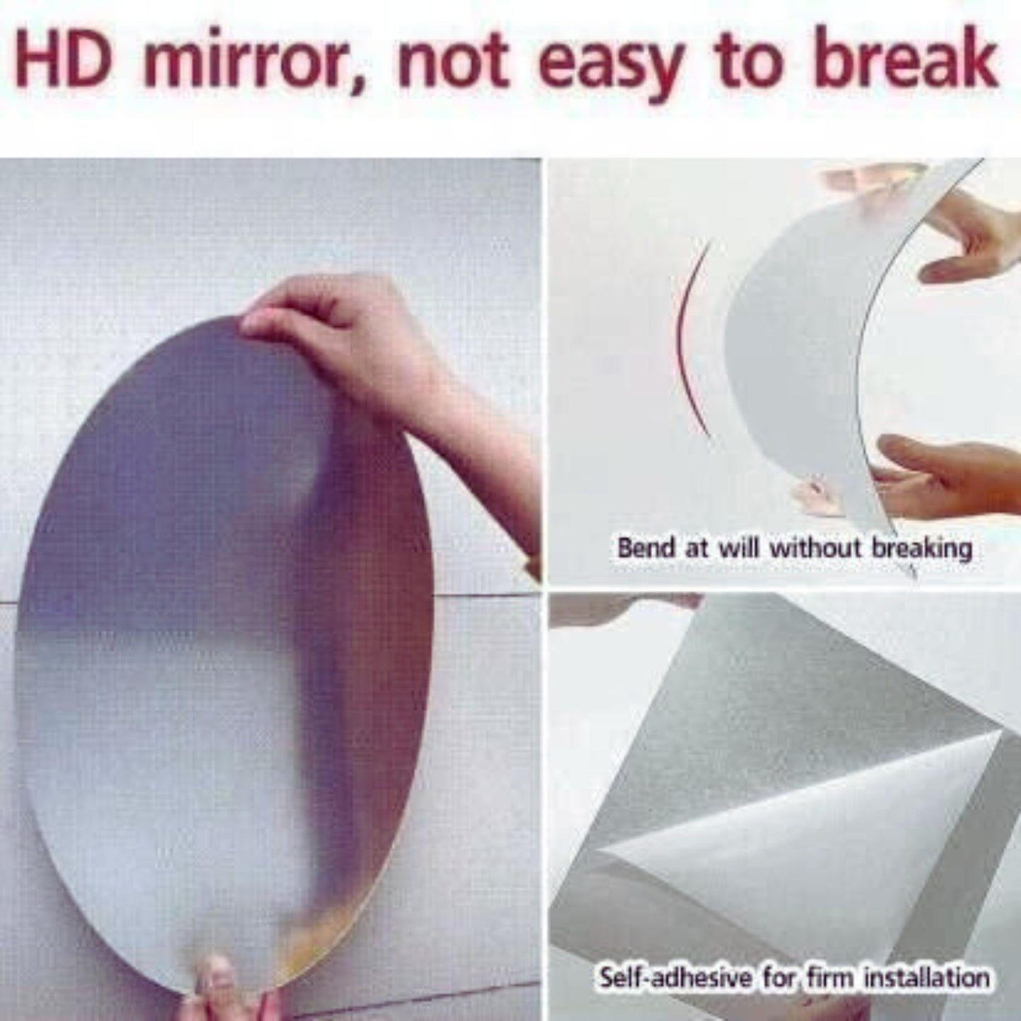 Combo of Oval & Square Shaped Flexible Mirrors – Acrylic Plastic Unbreakable Wall Décor (Pack of 2)