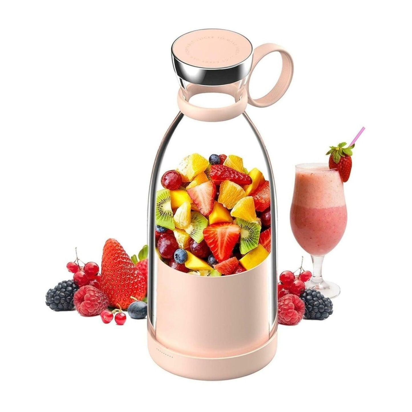 Electric Portable Mini Juicer Bottle – USB Rechargeable, 420ml Travel Blender for Smoothies & Shakes