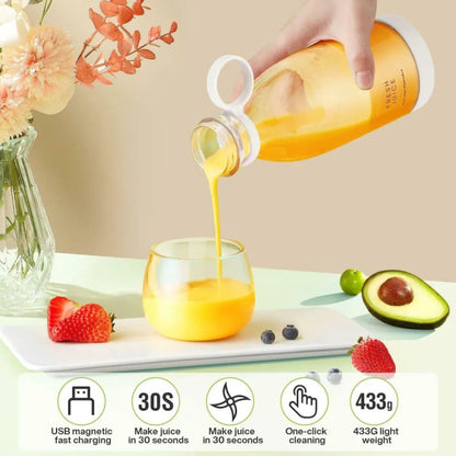 Electric Portable Mini Juicer Bottle – USB Rechargeable, 420ml Travel Blender for Smoothies & Shakes