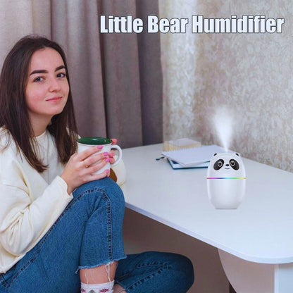 Mini Cute Panda Cool Mist Humidifier – 220ml Ultra-Quiet Air Moisturizer for Room & Better Sleep