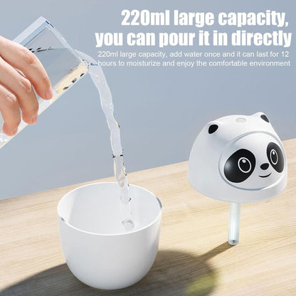 Mini Cute Panda Cool Mist Humidifier – 220ml Ultra-Quiet Air Moisturizer for Room & Better Sleep